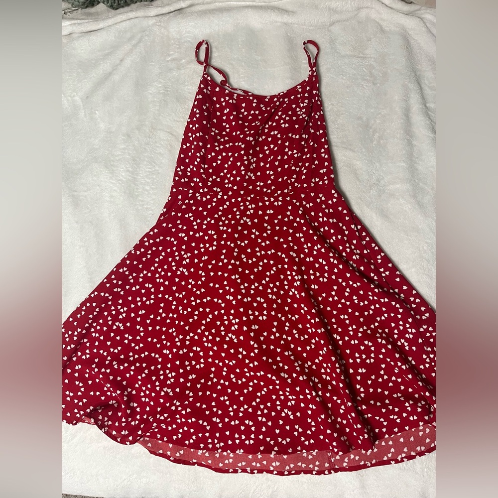 Red Dress with White Heart Pattern